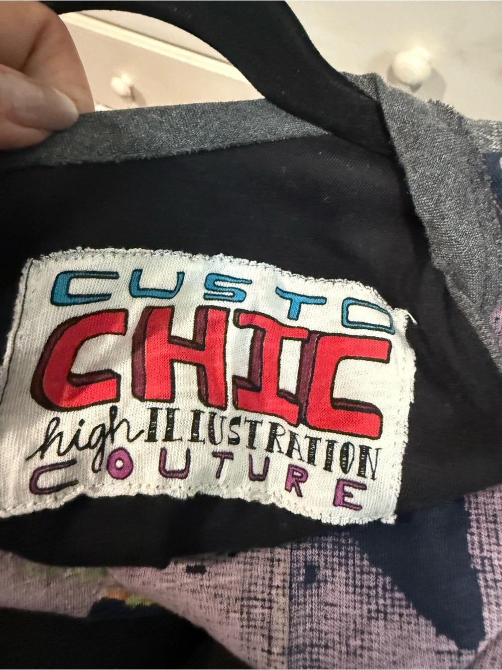 Custo Chic Couture Abstract Print Sleeveless Dress gray purple green blue P2P in - Picture 13 of 13